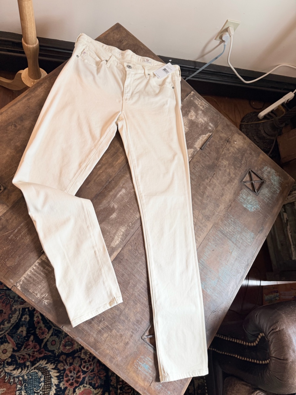 AG Adriano Goldschmmied Cream Skinny Jeans